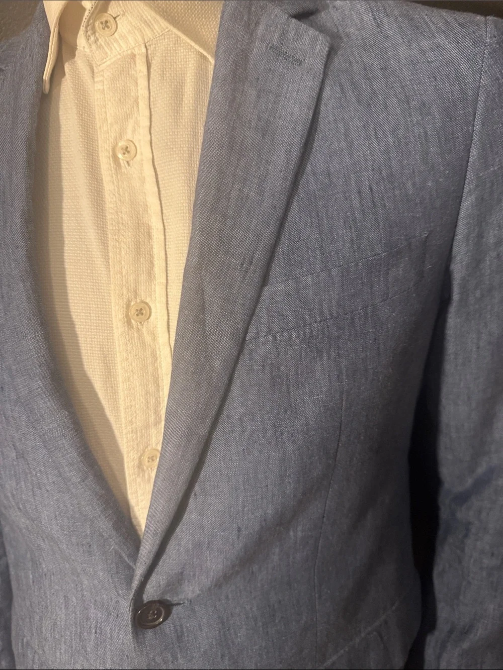 Banana Republic Slim Light Blue Linen Two-Button Suit